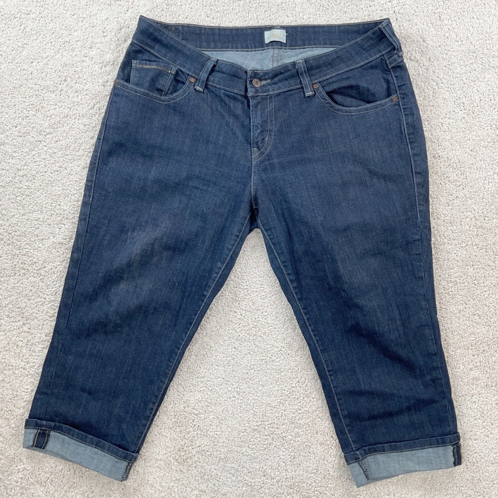 Levis‎ Womens Plus Size 20 Dark Wash Flap Pocket Embroidered Denim Jeans Indigo